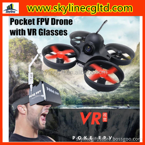 Mini pocket racing drone with FPV VR glasses